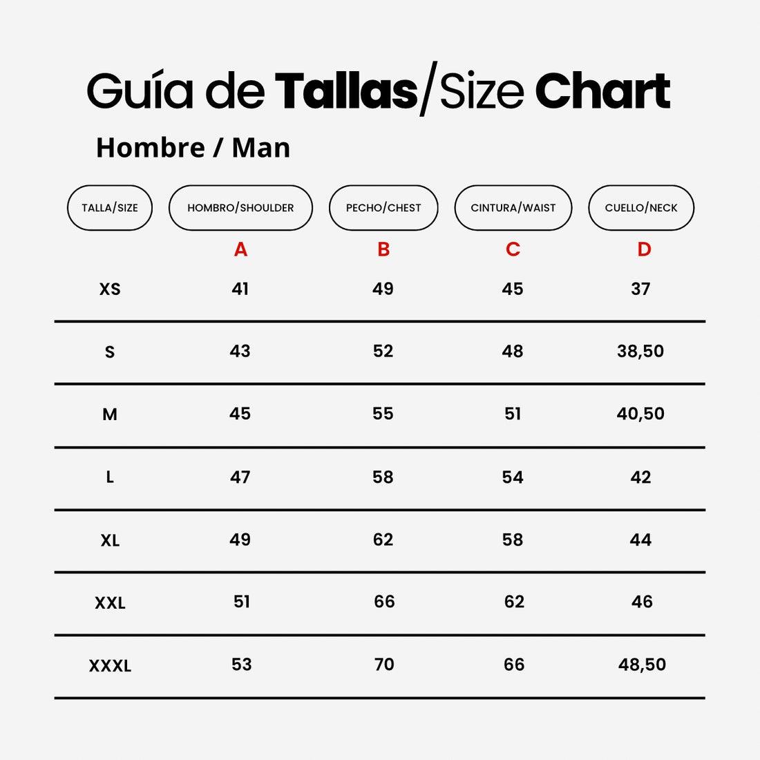 Utilize o nosso guia de tamanhos.